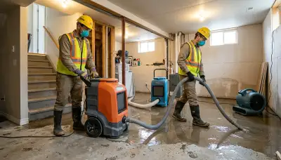 Basement flood cleanup in Elizabeth, NJ for standing water and moisture removal