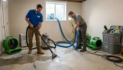 Basement flood cleanup in Elizabeth, NJ by water damage restoration technicians