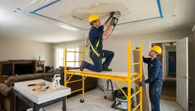 Ceiling water damage repair in Elizabeth, NJ for stained, sagging home ceilings