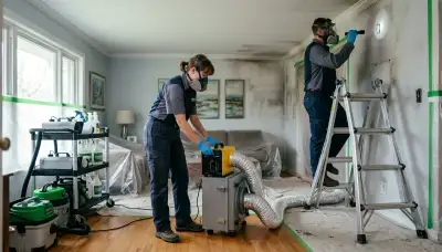 Odor removal technician in Elizabeth, NJ eliminating musty water damage smells in a home