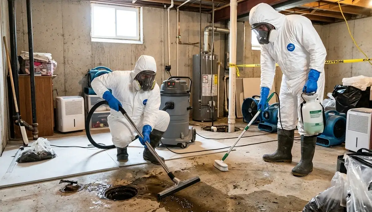 Sewer backup cleanup team restoring a home in Elizabeth, NJ after water damage