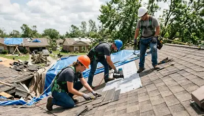 Storm damage restoration team repairing water damage in Elizabeth, NJ