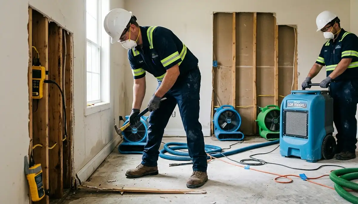 Structural drying equipment for water damage restoration in Elizabeth, NJ home