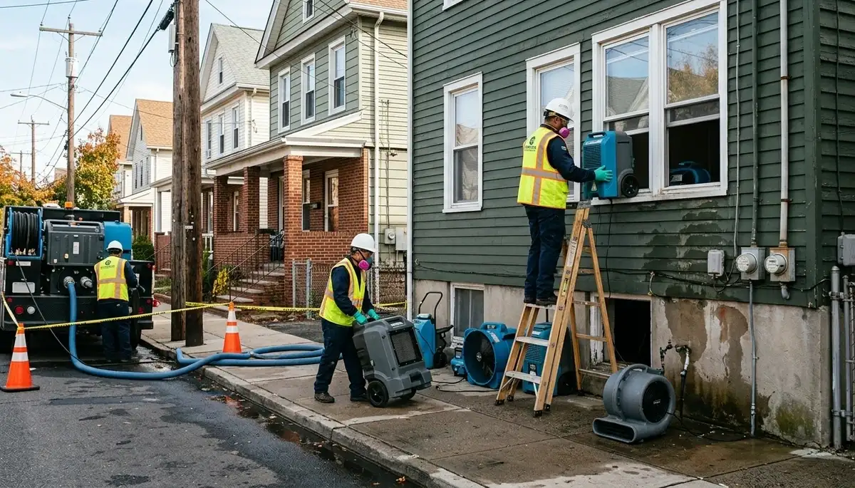 Water damage restoration team serving Elizabeth, NJ for emergency water cleanup and repairs