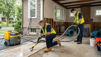 Water damage restoration team in Elizabeth, NJ helping a local business recover from flooding