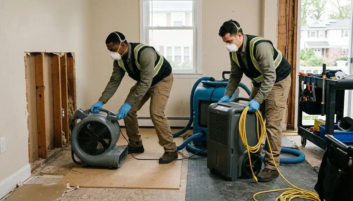 Water damage restoration team in Elizabeth, NJ for emergency cleanup and drying services